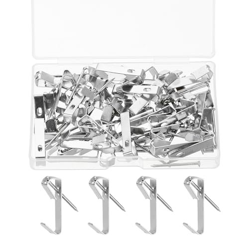 uxcell 80 Pcs Picture Hangers, 30lb 25mm Picture Hanging Kit Picture Hanging Hooks Picture Hooks for Wooden Wall or Drywall Frame Painting Art Photo(40 Hangers + 40 Nails), Silver at Amazon