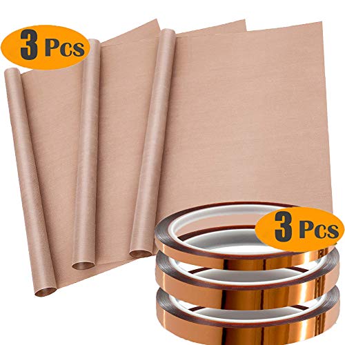 Heat Tape 6 Pack Hight Temp Tape and Teflon Sheet for Vinyl Heat Press, Sublimation Heat Resistant