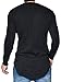 JOKHOO Mens Long Sleeve Hipster Hip Hop Basic Curved Hem T Shirt Black Medium