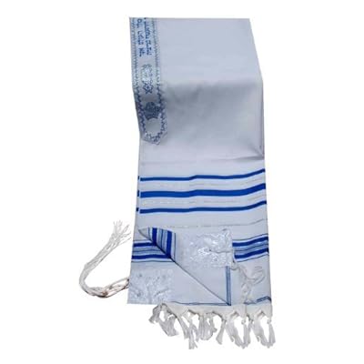 Acrylic Tallit (imitation Wool) Prayer Shawl in Blue and Silver Size 24" L X 72" W Acrylic Tallit (imitation Wool) Prayer Shawl in Blue and Silver Size 24" L X 72" W