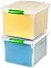 IRIS USA File Box File Organizer Plastic File Box for Letter/Legal File, BPA-Free Plastic Storage Bin Tote Organizer w/ Secure Latching Lid and Easy-Slide Pad, Clear 35 Qt. 4Pack