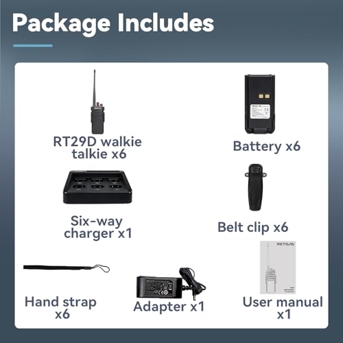 Retevis RT29D Radios with Long Range, IP67 Walkie Talkie Waterproof with 6-Way Charger, 3200 mAh, DMR Walkie Talkies for Adults, Hotel, Construction Site, Manufacturing, Logistics (Pack of 6)