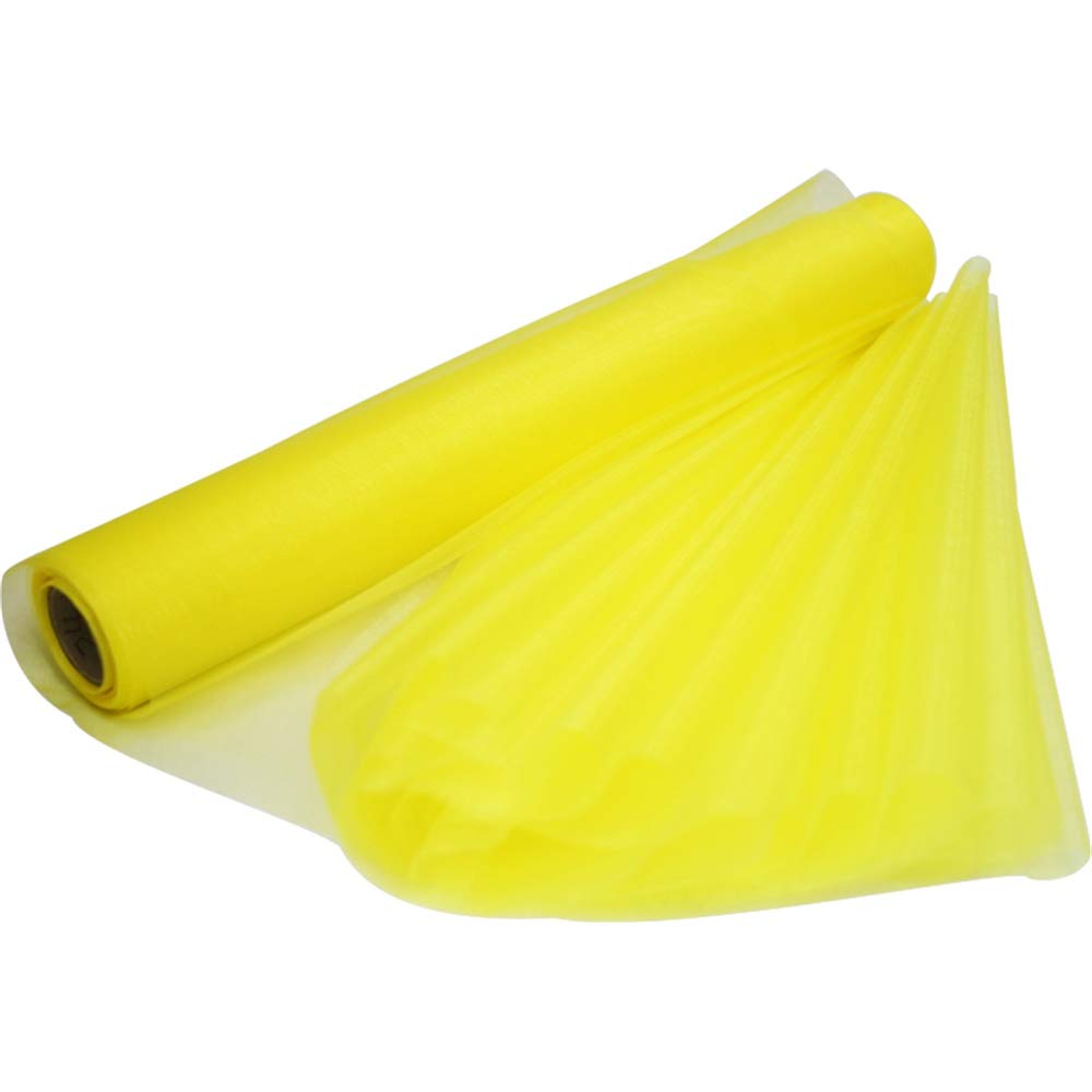 Time to Sparkle 2PCS 26M x 29cm Sheer Organza Roll Sash Fabric Table Runner Sashes Chair Cover Bows Swags Wedding Party (Lemon)