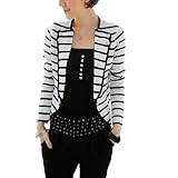 Allegra K Women's Notched Lapel Button Decor Striped Blazer