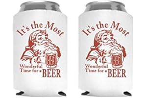 DAISY LANE Funny Christmas Santa Beer Can Cooler Stocking Stuffer Party Favor Gift for Men Adult- Set of 2 (Its the Most Wonderful Time for a Beer)