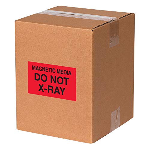 Media Do Not XRay" Labels/Stickers, 3" x 5", Fluorescent Red
