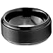 Tungsten Wedding Band Ring 10mm for Men Women Comfort Fit Black Beveled Edge Polished Brushed