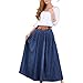 Krralinlin Women Sweet Pleated A Line Long Denim Skirt