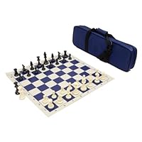 Heavy Tournament Triple Weighted Chess Set Combo - Navy Blue