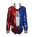 4PCS (Embroidery Jacket + T- Shirt + Square shorts+ 1Glove) For Kids Suicide Squad Harley Quinn Cosplay Kit (S=Height 110CM)