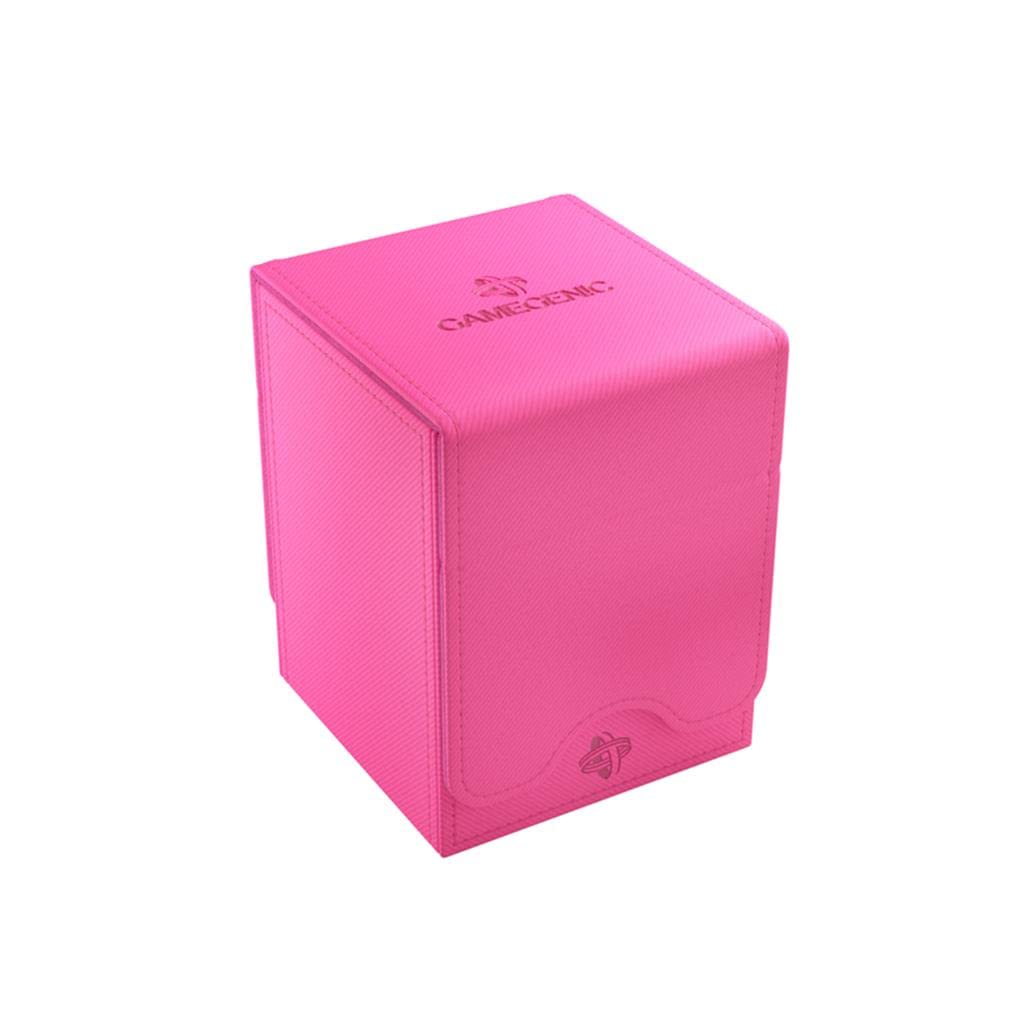 Squire 100+ XL Convertible Deck Box | Card Storage Box with Removable Cover Clips | Holds 100 Double-Sleeved Cards in Extra Thick Inner Card Sleeves | Pink Color | Made by Gamegenic (GGS20103ML)