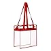 BAGAIL Clear Cross-Body Messenger Shoulder Zippered Bag w Adjustable Strap, NFL & PGA Stadium Security Approved Travel & Gym Clear Tote Bag-12” X 12“ X 6” (Red)