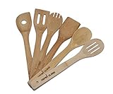 Kitchen Cooking Utensils Bamboo Spoon And Spatula 6 Set - By Depot Globe