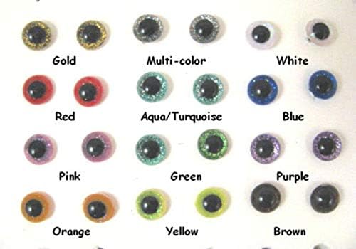 Craft Sewing 12 Pair Sparkle Plastic Safety Eyes for Sewing Crafting Eyes Buttons, Mixed (15mm)