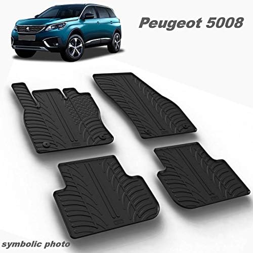 PEUGE0T 5008 | floor mat rubber set| odorless | left hand drive | All Weather Rubber Floor Mats (Front & Rear), Heavy Duty Protection (Black)