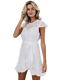 Simplee Vestido de mujer de manga corta bordado Mini Wrap elegante vestido de princesa con cinturón