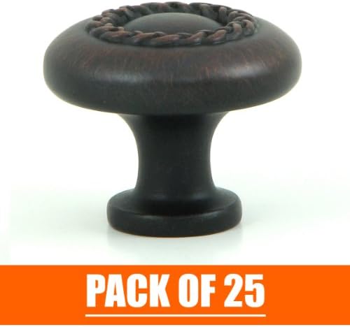 Stone Mill Hardware - Rope Design Cabinet Knob - Oil Rubbed Bronze Finish - 25-Pack - Diameter: 1 1/4"