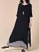 Mordenmiss Women's Summer Two Layers Maxi Dresses (Medium, Short Sleeves Black)