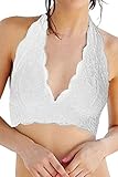 Sexy Women Halter Lace Floral Unpadded Bra Cami Bustier Bralette Vest Crop Top