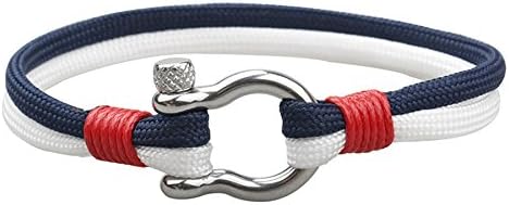 DreamMarker Happiness Jewelry Nylon Paracord Double Rope Sailing Bracelet with Nautical Stainless Steel Anchor Shackle Clasp