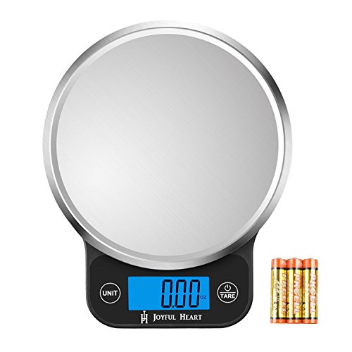 Joyful Heart Digital Scale For Kitchen Food and Postal with Blue Backlit LCD Display, 1g to 13lbs, 1-Year Warranty, Batteries Included (Black)