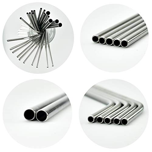 NATUMO ® Edelstahl Strohhalm wiederverwendbar, Metall Trinkhalm Set - 36 Strohhalme gerade + gebogen, inklusive 6 Bürsten und 3 Beuteln – Bild 6