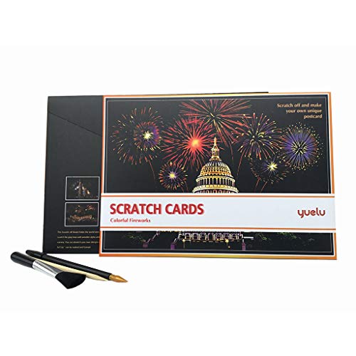 Eraimp Scratch & Sketch Art Paper A4 for Kids & Adults, Scratch Art Rainbow Painting Paper, Night View Scratchboard, Sketch Pads, Engraving Art Set: 4 Scratch Cards, Scratch Drawing Pen, Clean Brush - Thumbnail 5