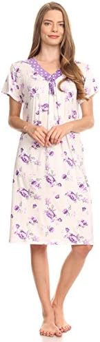 Lati Fashion 801 Women Night Gowns Sleep Shirts Pajamas (Purple, X-Large)