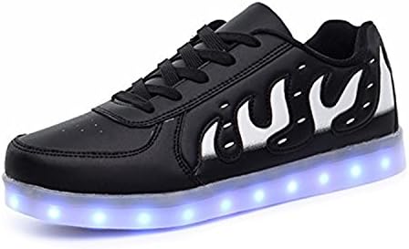 Karenemp Shoes USB Charging LED Shoes Flashing Sneakers Black12 B(M) US Women / 9 D(M) US Men