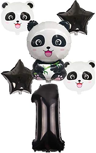 RUNFURU 6Pcs/Set Cartoon Panda Foil Balloons Birthday Party Decoration Animal Panda 32 Inch Black Number Balloon Set Globos Kids Toys Panda-1