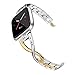 Wearlizer Metal Replacement for Fitbit Versa/Versa 2/Versa Lite/Versa SE Bands for Women Rose Gold Silver Black Small Large (Gold + Silver)