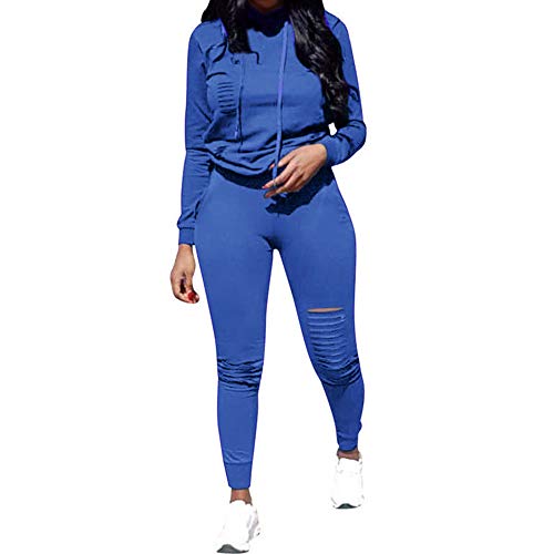 Women's Sweatsuits, Women's 2 Pcs Tracksuit - Round Neck Long Sleeve Top Stripe Long Pants Jumpsuit Outfits Set - Sport