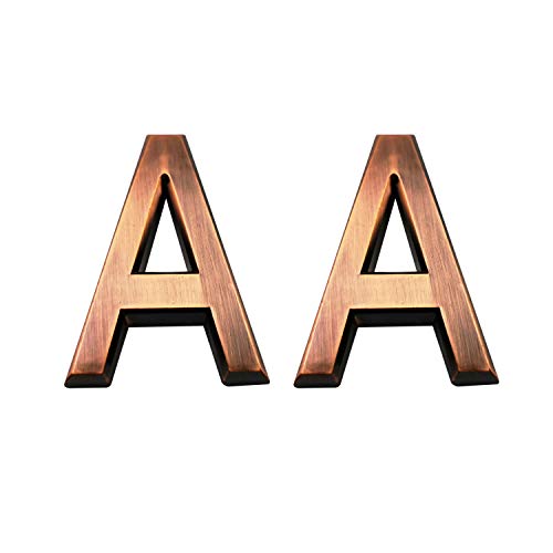 2.75 Inch Adhesive House Numbers, Mailbox Numbers, Street Door Numbers, Self-Stick Address Signs for Apartments, Double Bronze Letter A - Thumbnail 3