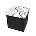 Otto & Ben Folding Toy Box Chest with Memory Foam Seat Faux Leather Small Ottomans Bench Foot Rest Stool, 15 Inch, White
