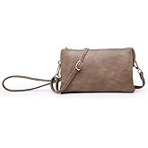 JEN & CO. Riley Vegan Leather Crossbody Bag for Women, Clay - Small Clutch or Purse, Wallet Bags, Wristlet & Strap