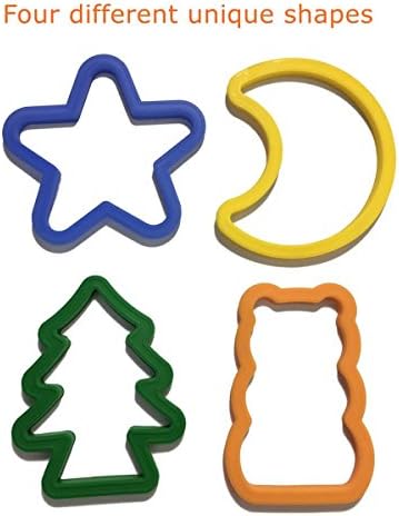 Set of 4 Reusable Non Stick Silicone Egg Rings, Fried Egg Molds, Pancake Rings, Bakeware Accessories Kitchen Tools - Funny Style with Star, Bear, Tree and Moon