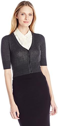 Ambiance Women's Casual Short V Neck Knit Sweater Cardigan 3/4 Sleeves - Junior Sizes