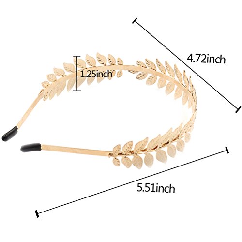 uhoMEy 2 Pack Leaf Branch Dainty Bridal Hair Crown, Vintage and Elegant Roman Goddess Leaf Branch Dainty Crown Headband, Gold and Silver - Thumbnail 3