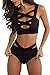 Prograce Women's Sexy Criss Cross High Waisted Bandage 2PCS Bikini Set, XL Black