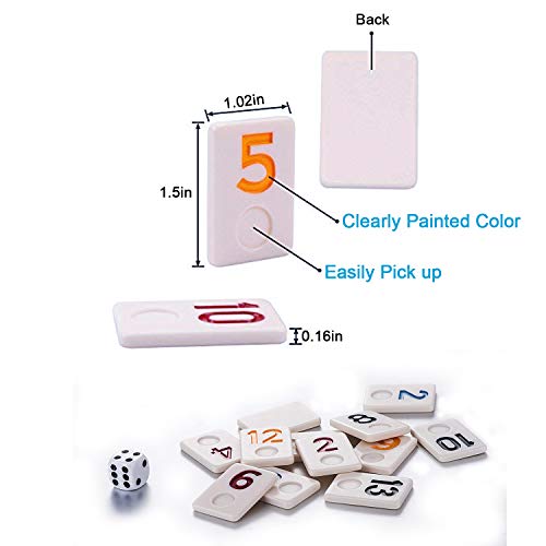 106 Tiles Travel Rummy Game - Tocebe Rummy Tiles Game with Aluminum Case & 4 Anti-Skid Durable Trays for Kids - Thumbnail 3