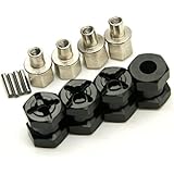 MOHERO RC Car 12mm Aluminum Alloy Wheel Hub Hex Drive Adaptor 15mm Offset for 1/10 RC Crawler Car SCX10 WRAITH (Black)