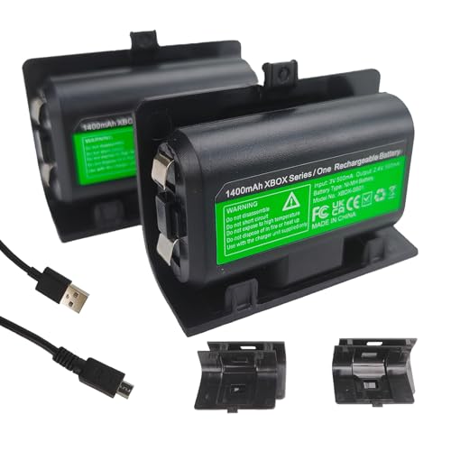 Auarte 2 X 3360mWh Rechargeable Battery Pack for Xbox Series X|S, One/One X|S/One Elite Controller with 4 Battery Covers and 5FT USB Charging Cable, Replacement Wireless Controller Charger