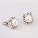GCIYAEN Elegant 18K Gold Stud Earings Silver Zircon Twist Pearl