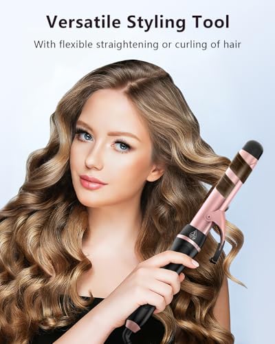 5 in 1 Curling Iron with Heat Brush and Interchangeable Ceramic Barrels (9mm-32mm), Curling Iron Set with Straightening Iron, Instant Heating, Dual Voltage, Gifts for Women