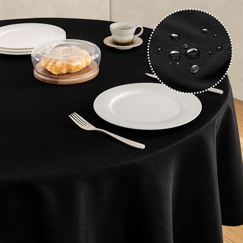 Veblandy Faux Linen Round Tablecloth