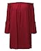 ZANZEA Women's Sexy Off Shoulder Chiffon Lace Ruffle Sleeve Blouse Mini Dress Summer Beach Cover Up Sundress Wine Red S