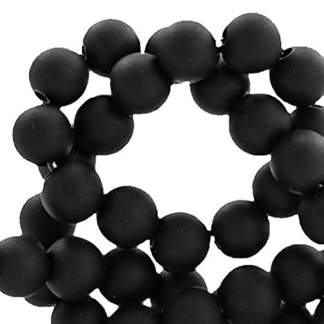 Sadingo Perlen schwarz matt zum auffädeln (600 STK. 6mm) Schwarze Matte Acrylperlen, Armband selber Machen DIY basteln
