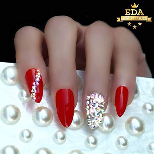 EDA LUXURY BEAUTY RED 3D GLAMOROUS JEWEL DESIGN Full Cover Press On Gel Glitter Artificial Nail Tips Shiny Acrylic False Nails Extra Long Oval Round Pointed Almond Stiletto Super Fashion Fake Nails 8 EDA LUXURY BEAUTY RED 3D GLAMOROUS JEWEL DESIGN Full Cover Press On Gel Glitter Artificial Nail Tips Shiny Acrylic False Nails Extra Long Oval Round Pointed Almond Stiletto Super Fashion Fake Nails