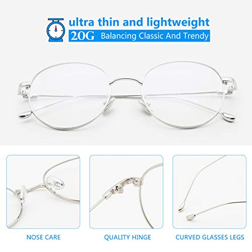 image for Livho Blue Light Blocking Glasses Filter UV Glare Retro Round Ultra Li
