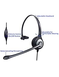 Wantek - Auriculares de diadema con cable y micrófono de cancelación de ruido para iPhone, Samsung, Huawei, HTC, LG, ZTE, BlackBerry, teléfono móvil y smartphones con conector de 0.138 in